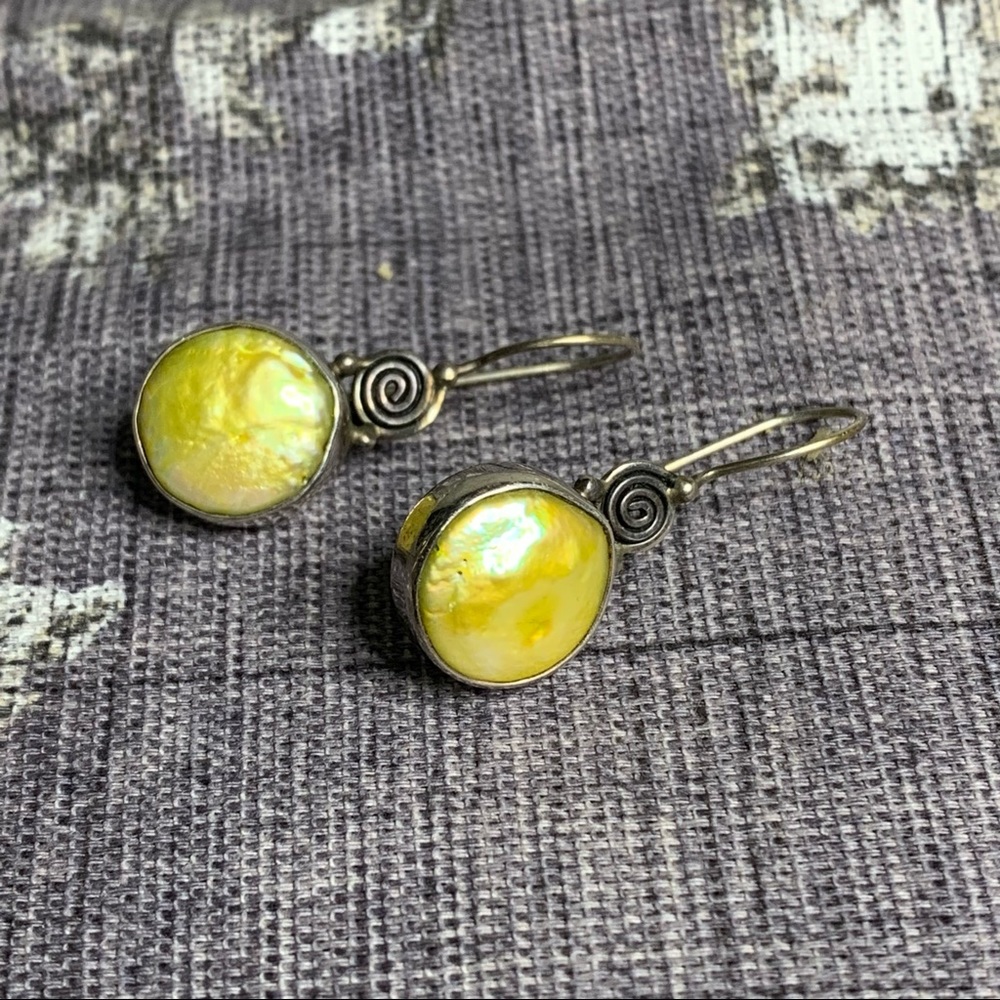 Yellow Rock Sterling Silver Drop Earrings